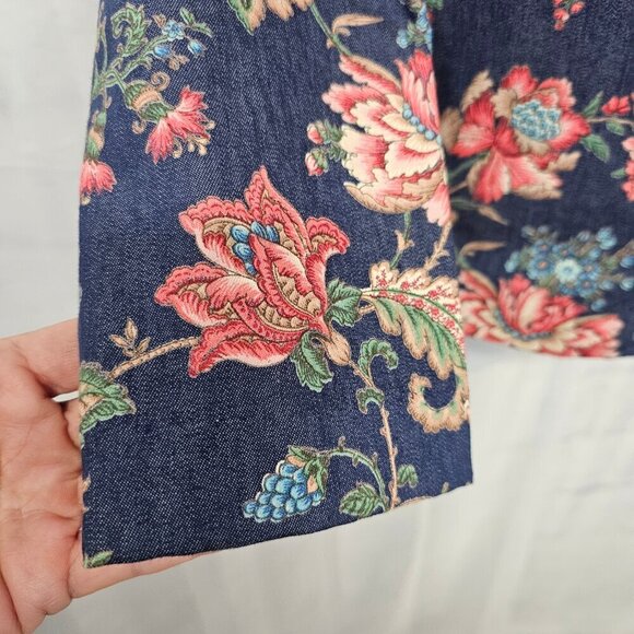 Vintage Appleseed's Blue Pink Floral Boho Cottagecore Retro Trucker Jacket 12P - Picture 4 of 12